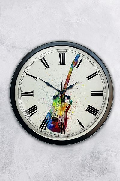 Kasva Concept Gift 40 cm Black Metal Guitar Wall Clock