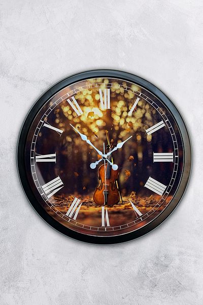 Kasva Concept Gift 40 cm Black Metal Cello Wall Clock