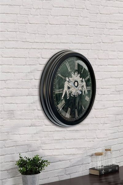 Kasva Concept Gift 40 cm Black Metal Wheel Wall Clock