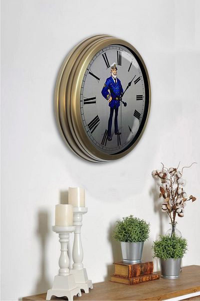 Kasva Concept 40 cm Antique Metal Ship Captain Wall Clock