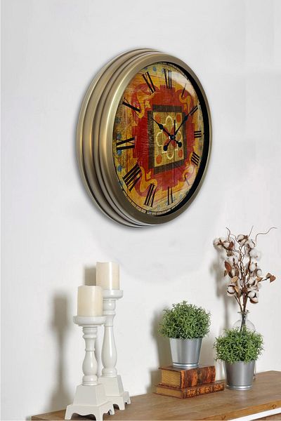 Kasva Concept 40 cm Antique Metal Wooden Gift Wall Clock