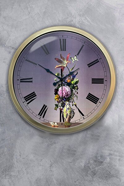 Kasva Concept ساعة حائط هدية 40 سم زهرة معدنية مقلوبة على شكل هدية