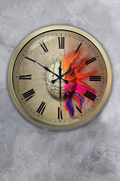 Platin Saat ساعة حائط هدية على شكل دماغ معدني عتيق مقاس 40 سم