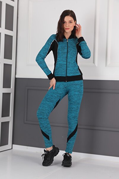 WestBound Set colanți cu glugă cu fermoar cationic albastru pentru damă