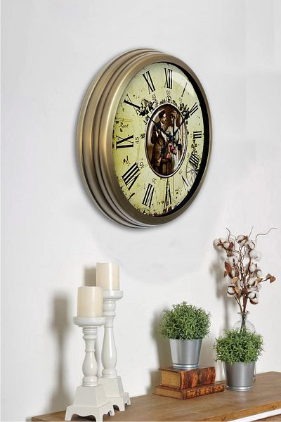 Kasva Concept Gift 40 cm Antique Metal Nostalgia Wall Clock