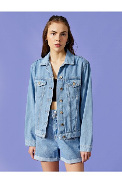 Koton Jachetă Blue Jean Bumbac pentru femei