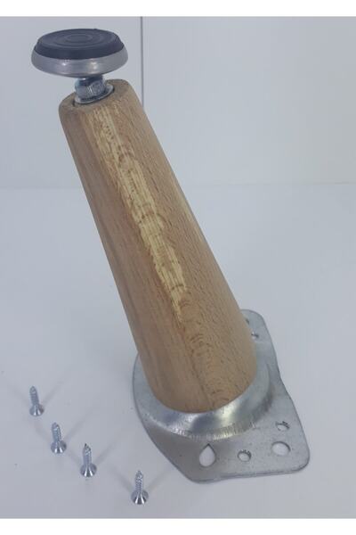 BARERMO Picior conic din lemn de 15 cm cu dispozitiv de picior metalic - picior din lemn pentru scaun, picior pentru consola, picior pentru dulap