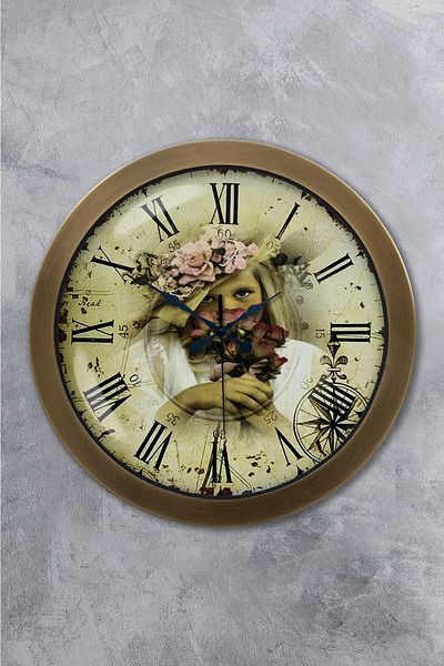 Kasva Concept Gift 36 cm Antique Metal Roman Wall Clock