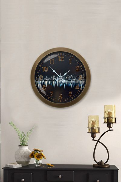 Kasva Concept Gift 36 cm Antique Metal Reflection Wall Clock