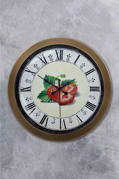 Kasva Concept Gift 36 cm Antique Metal Strawberry Wall Clock