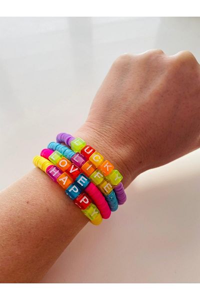 elamindunyasi Girl's Colorful Fimo Quadruple Combination Bracelet