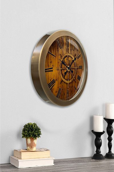 Kasva Concept Gift 36 cm Antique Metal Rudder Wall Clock