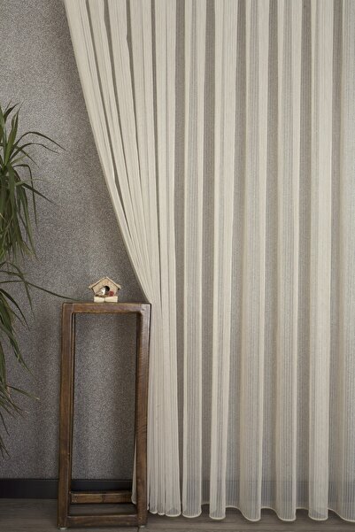 MASSARELLI Striped Tulle Beige Pleatless