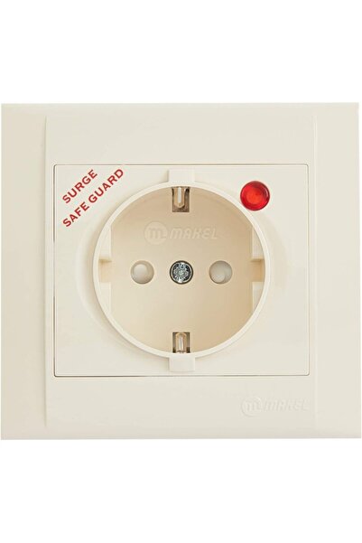 MAKEL Karea Şok Korumalı Sıva Altı Topraklı Priz (krem)