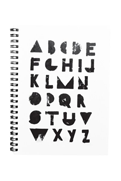 Bikutumutluluk Gift - N091 A5 Design Spiral Notebook - Alphabet Letters