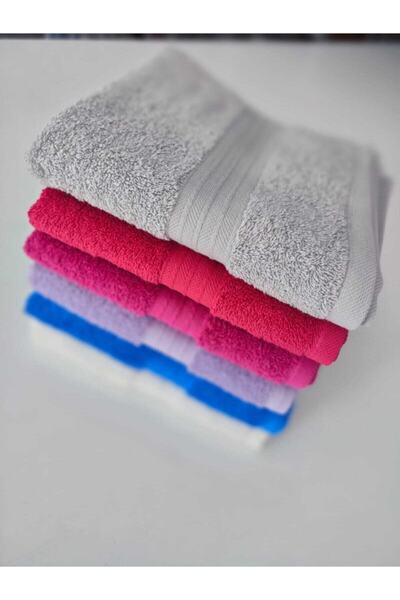 Nevateks Tekstil طقم مناشف للضيوف والأطفال مقاس 50 × 90 سم مكون من 6 قطع - حوض استحمام للمطبخ والوجه