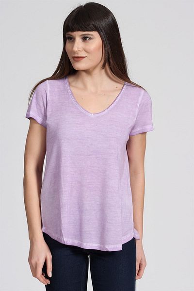 Seamoda Tricou de damă cu dantelă pe spate pentru spălat cu ulei-liliac PRA- 236841 - 158716