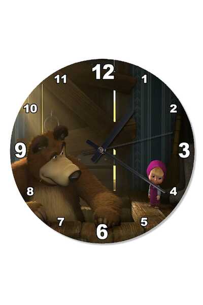 Cakatablo 30 cm Diameter Bear and Little Girl Flowing Wall Clock