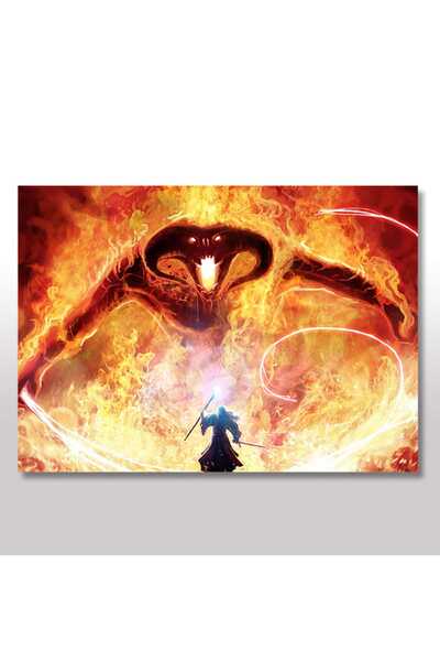 Genel Markalar 50cmX70cm Ahşap Tablo Balrog Ve Gandalf  Yüzüklerin Efendisi
