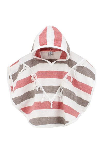 Bedinn Peshtemal Poncho Rainbow Red Brown