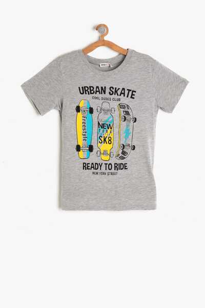 Koton Gray Boy's Text Printed T-Shirt