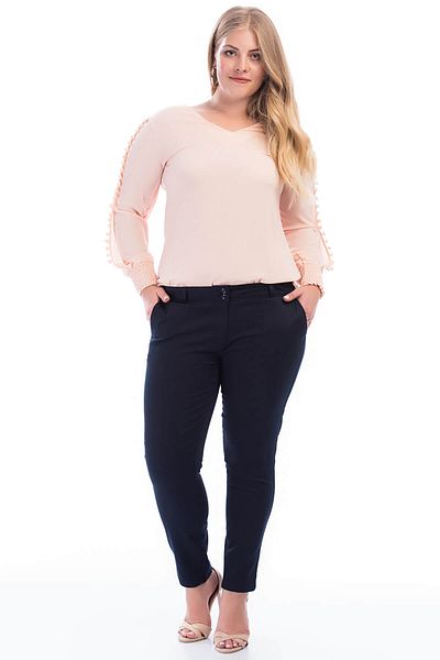 Piano Luce Pianoluce Navy Blue Linen Trousers - 49116