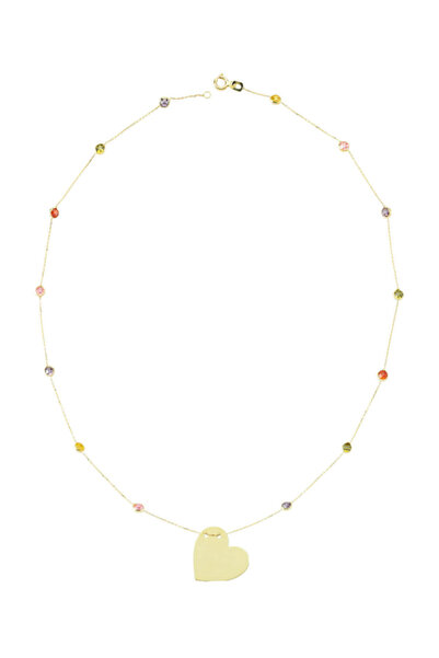 Glorria Kadın Altın Renkli Taşlı Kalp Kolye CM0245