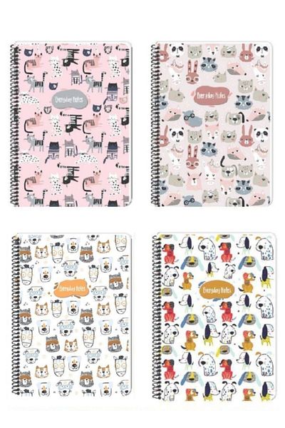Keskin Colors Keskin Color Medium Size 80 Sheets 4 Pieces Checkered Pastel Colored Patterned Notebook