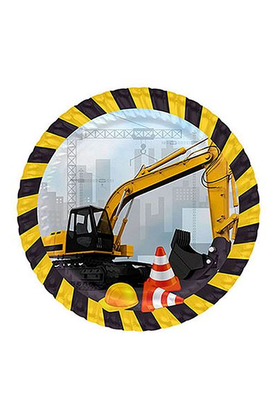 Roll-Up Construction Party Cardboard Plate 23 cm