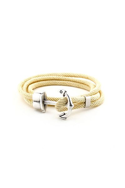 Solfera Men's Cream Colored Wrapped Large Anchor Bracelet Bt408