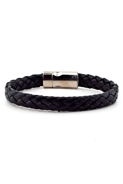 Solfera Men's Magnetic Black Braided Leather Bracelet Bt187