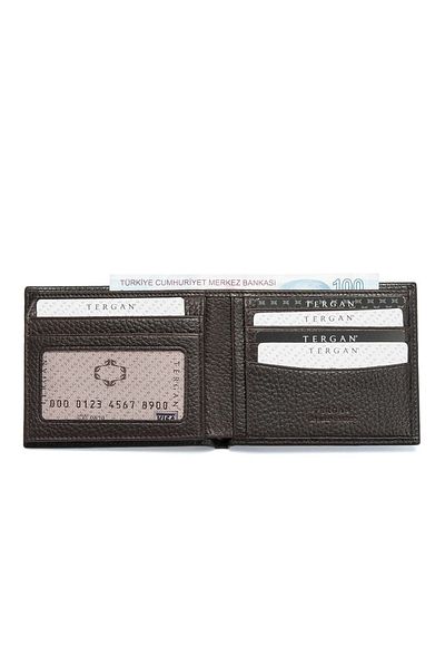 Tergan Ανδρικό πορτοφόλι από γνήσιο δέρμα καφέ S1CE 00001498