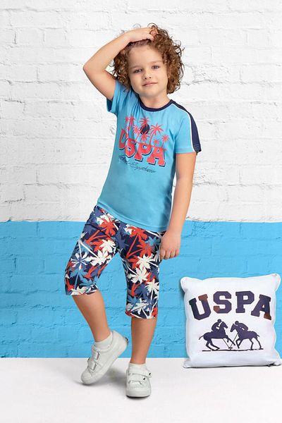 U.S. Polo Assn. Set bermude pentru băiat albastru cu licență