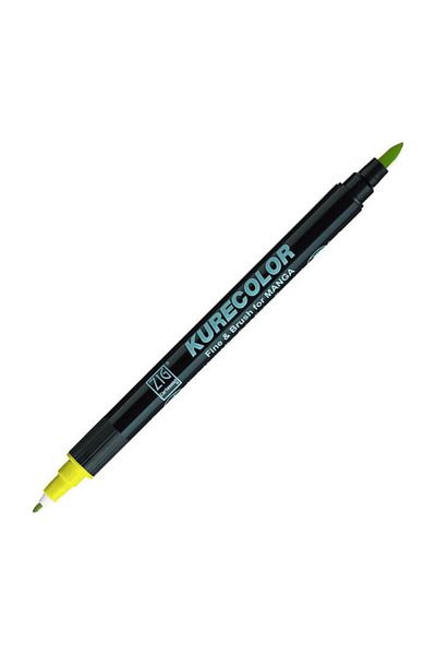 Zig Zıg Kurecolor Cartoonist Fine & Brush Marker Cnkc2200 Double Ended Manga and Graphic Marker No:125 Yello