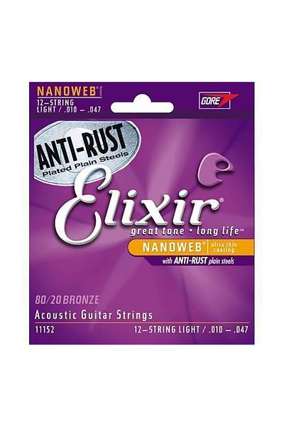Elixir 010-047 جيتار صوتي 12 سلسلة برونزي (11152)