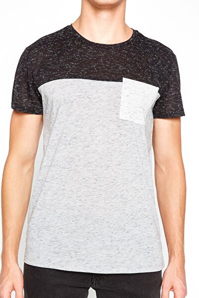 Koton Pánske šedé tričko so vzorom 8KAM11876MK