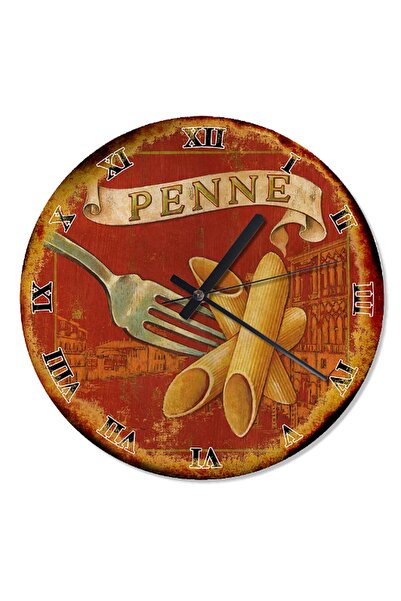 Genel Markalar 30 Cm Çap Penne Makarna Akarlı Duvar Saati