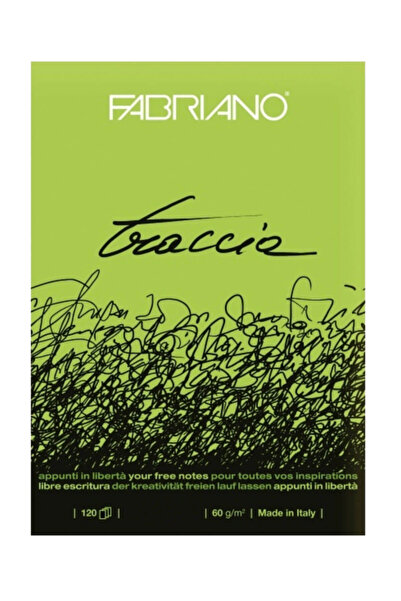 Fabriano Traccia Natural Dokulu, Çizim Defteri, 60gr., A6 Yeşil Kapak