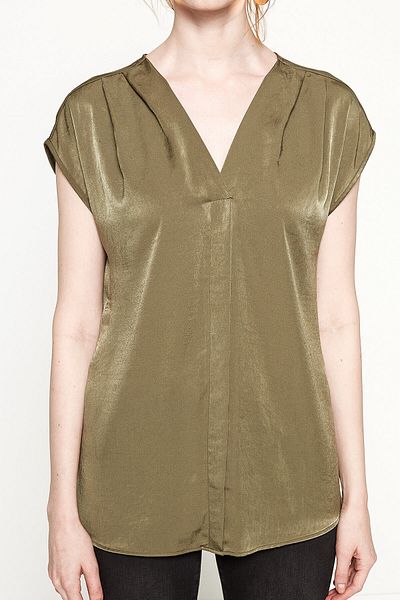 Koton Damen-Khaki-Bluse 7YAK62266UW