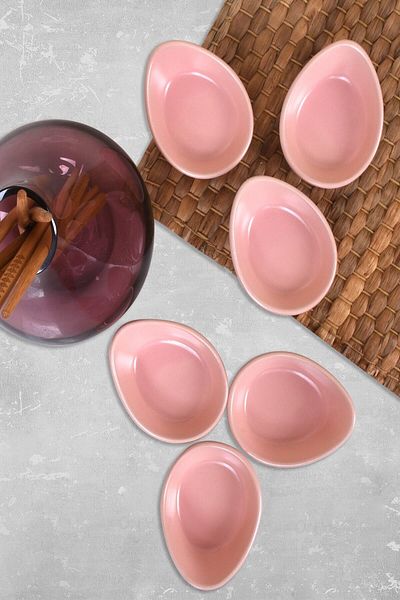 Keramika Matte Light Pink Mini Gondola Snack Bowl / Sauce Bowl 8 cm 6 Pieces
