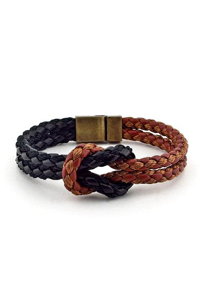 Solfera Men's Alaçati Brown Black Leather Bracelet BT292