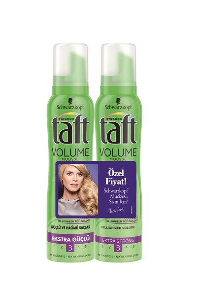 Taft 2'li Volume Mousse Hacim Sağlayan Şekillendirici Saç Köpüğü 150 ml