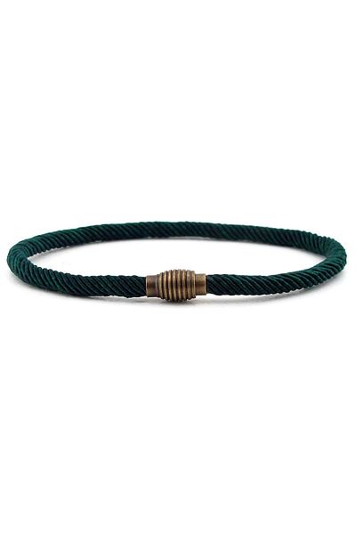 Solfera Men's Green Braided Ip Antique Metal Clip Bracelet Bt461