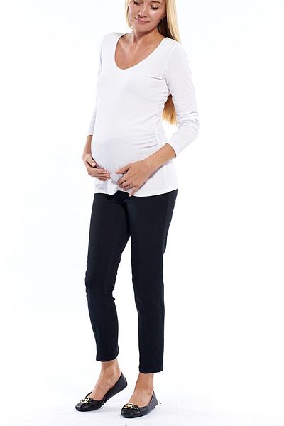Motherway Tricou de bază cu mânecă lungă cu decolteu în V de maternitate