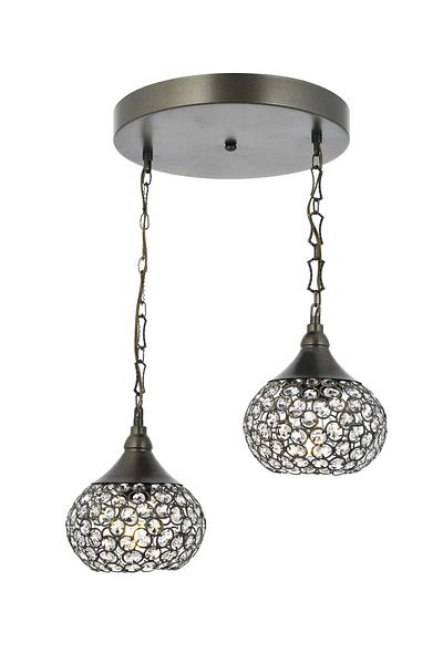 VENON Viola 2-Piece Pendant Lamp Glass Metal Antique (Diamond 12)