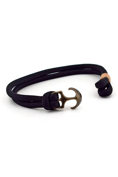 Solfera Men's Black Paracord Bronze Anchor Sailor Bracelet Bt548