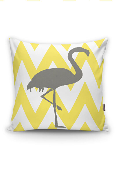 Realhomes غطاء وسادة رمادي متعرج أصفر فلامنغو