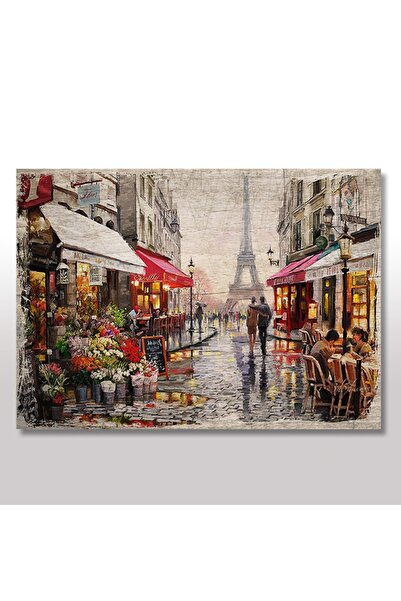 Cakatablo 25cmX35cm Ahşap Tablo Paris Ve Eyfel Kulesi