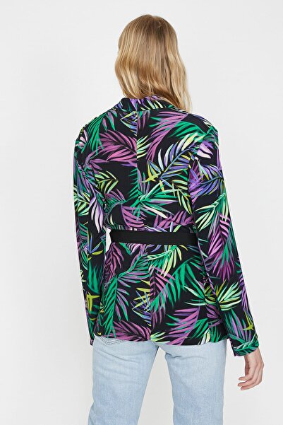 Koton Dámská černá vzorovaná bunda 8YAK52609UW