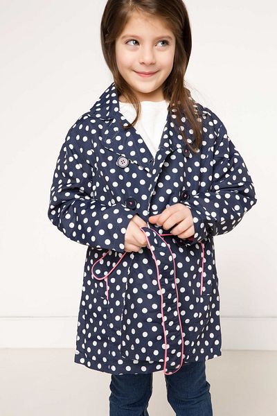 DeFacto Navy Blue Girl's Polka Dot Trench Coat E9360A4Z.Nv31